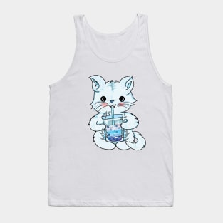 Cat boba tea l cat drinking bubble tea Tank Top